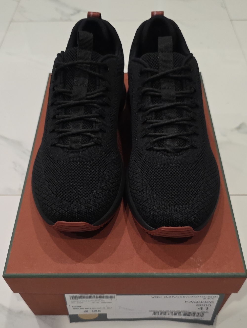 Loro Piana Black Knit Lace-Up Sneakers with Brown Accents